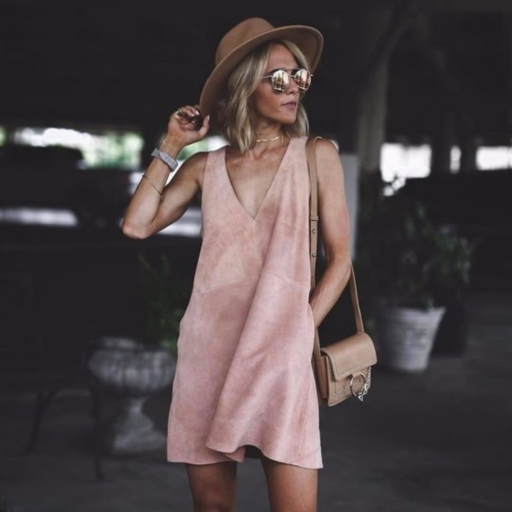 FREE PEOPLE RETRO LOVE SUEDE LEATHER DRESS